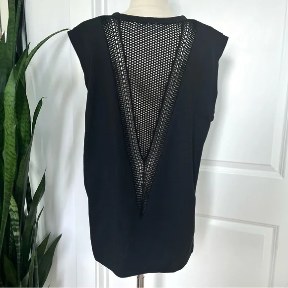 Helmut Lang Black Sleeveless Mesh Detail Top - Picture 3 of 5